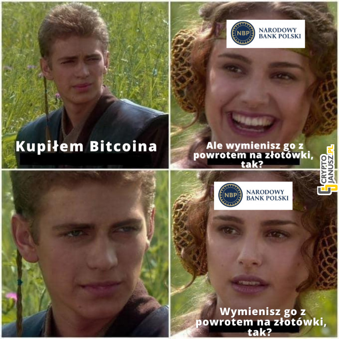 Anakin Skywalker kupuje Bitcoiny. Mem