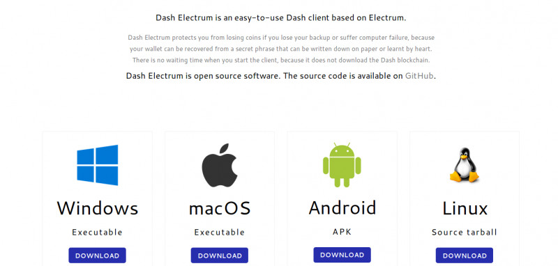 Electrum Dash wallet - pobieranie na Windows, Linux, Mac, Android