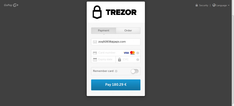 Sklep Trezor - Zakup portfela sprzętowego za pomocą karty kredytowej/debetowej