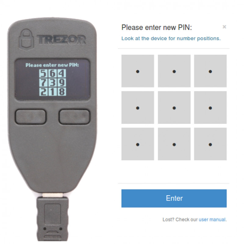 Zabezpieczenie portfela Trezor - Ustawianie kodu PIN