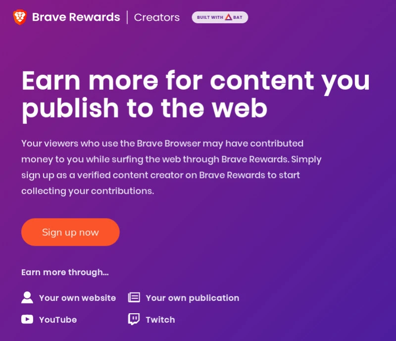 Przeglądarka Brave - zakładanie konta Brave Creators