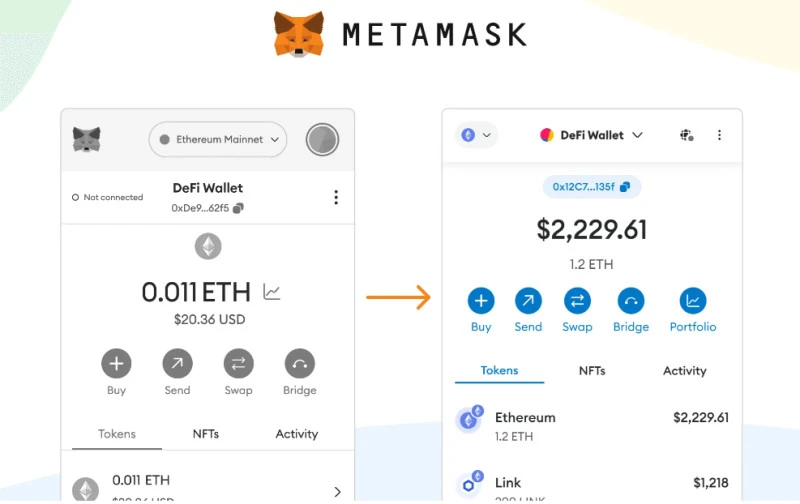 Interfejs portfela MetaMask Wallet